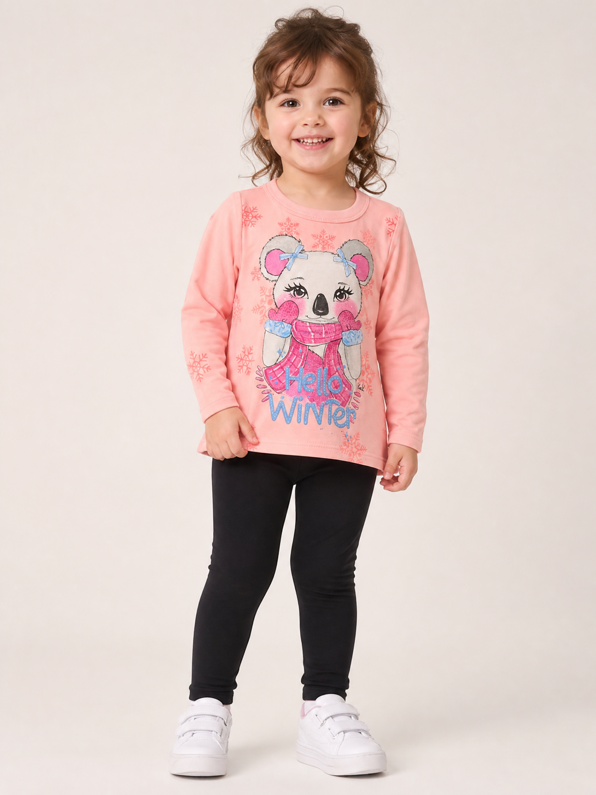 Conjunto Infantil Hello Winter com Blusa Estampada e Calça Legging