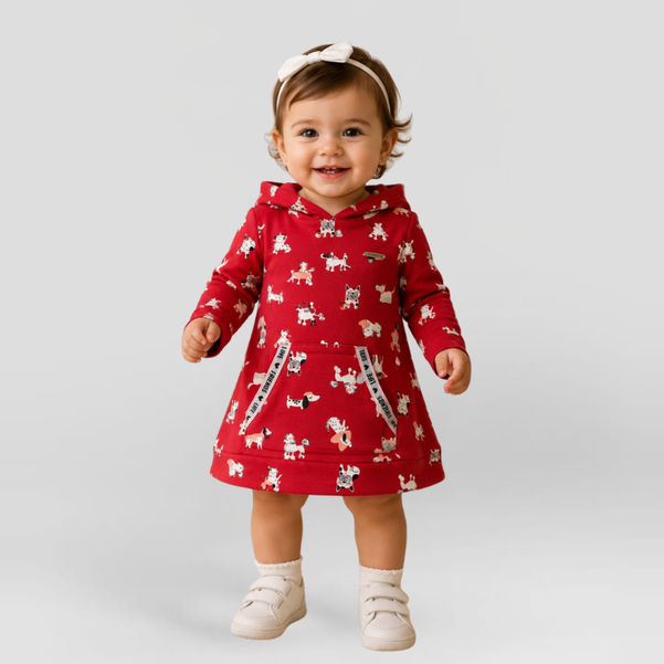 Vestido Infantil Casinha dos Sonhos com Capuz