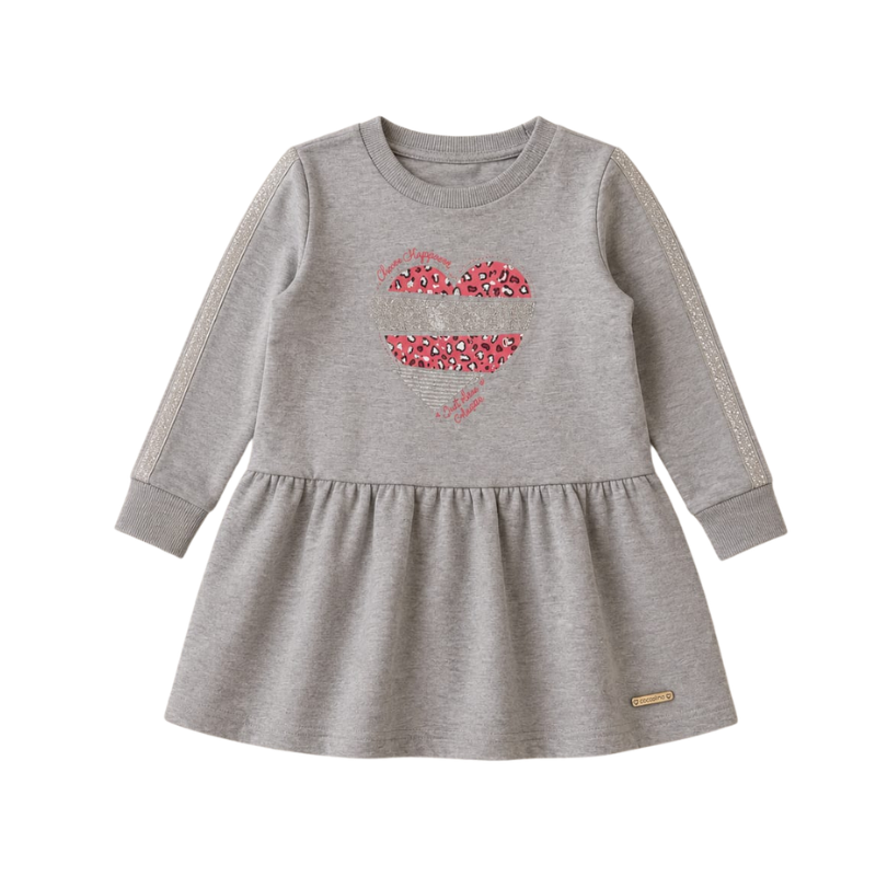 Vestido Infantil Pequeno Coração com Brilho