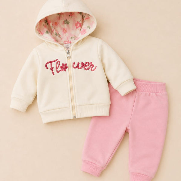 Conjunto Bebê Pequena Flor com Capuz
