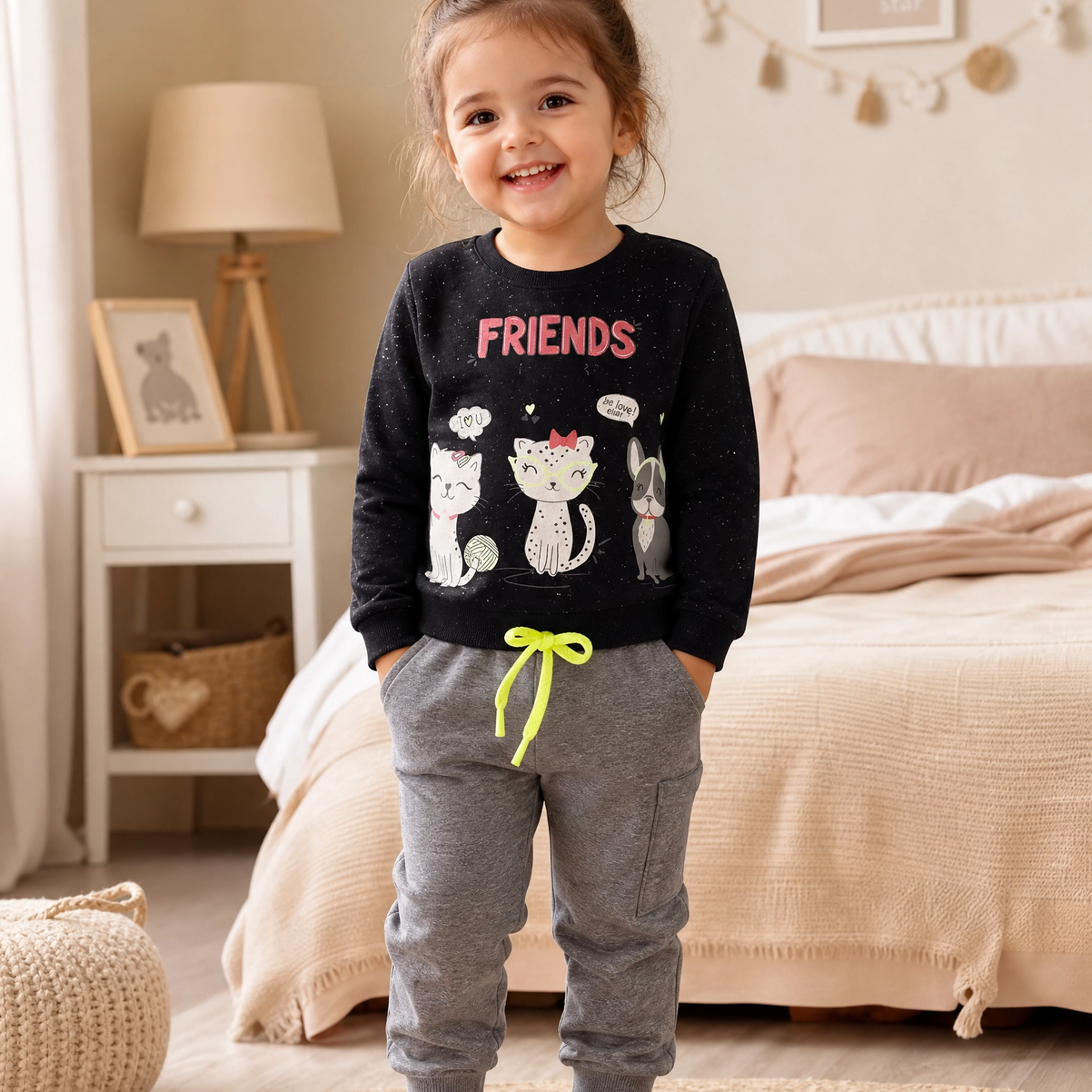 Conjunto Infantil Friends com Blusa Manga Longa e Legging