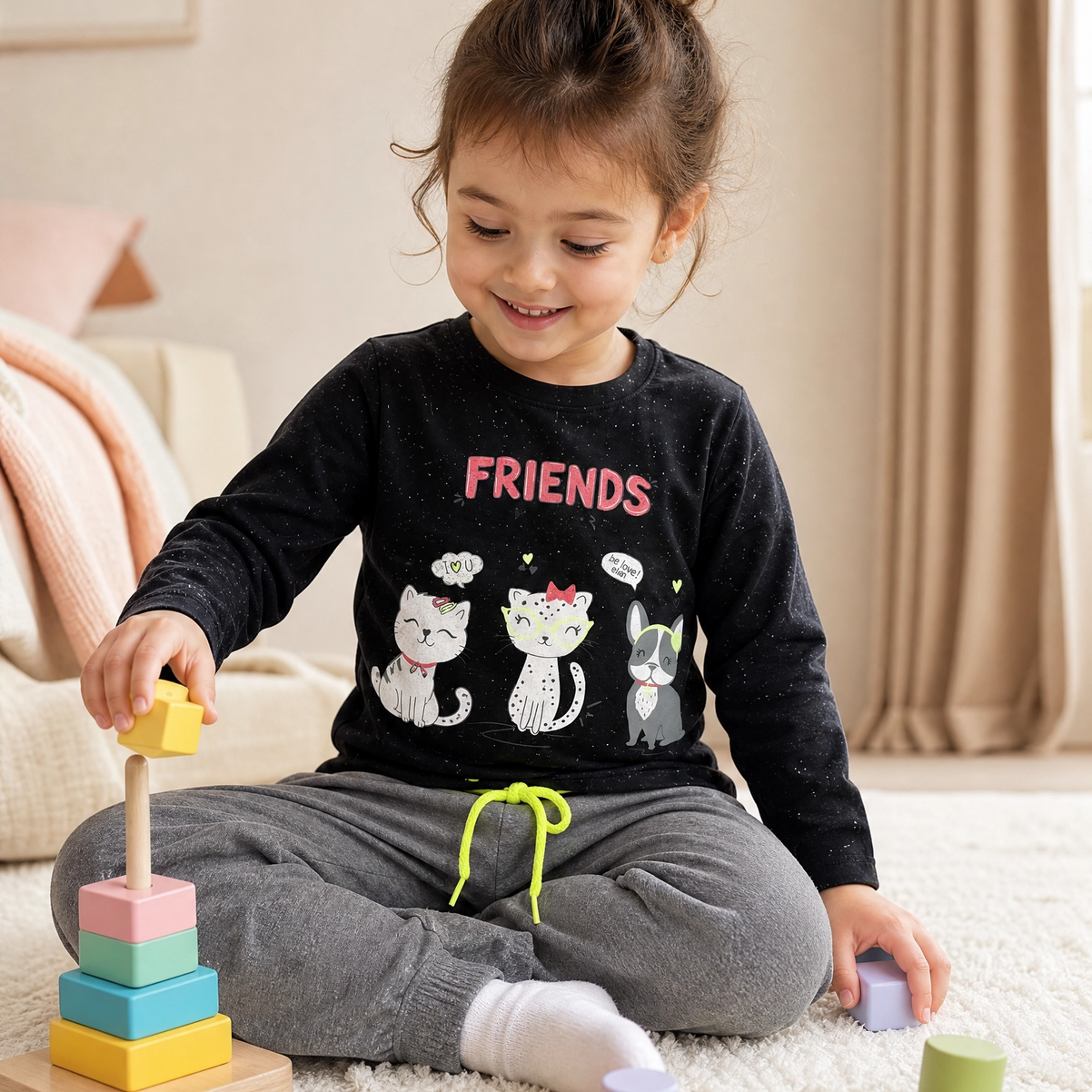 Conjunto Infantil Friends com Blusa Manga Longa e Legging