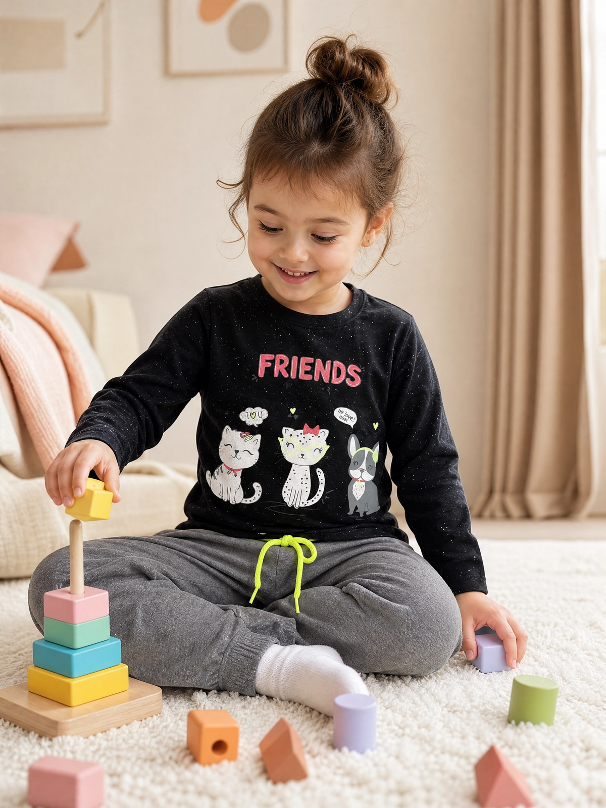 Conjunto Infantil Friends com Blusa Manga Longa e Legging