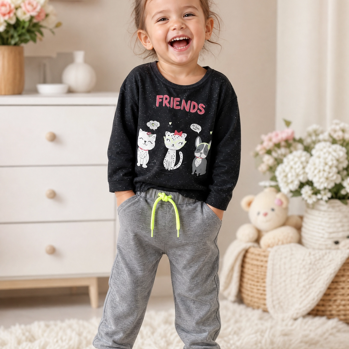 Conjunto Infantil Friends com Blusa Manga Longa e Legging
