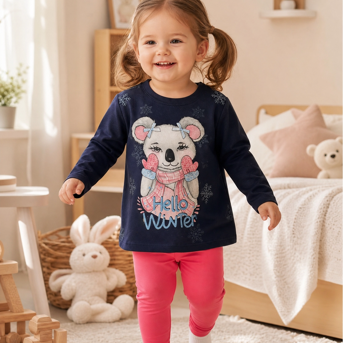 Conjunto Infantil Hello Winter com Blusa Estampada e Calça Legging