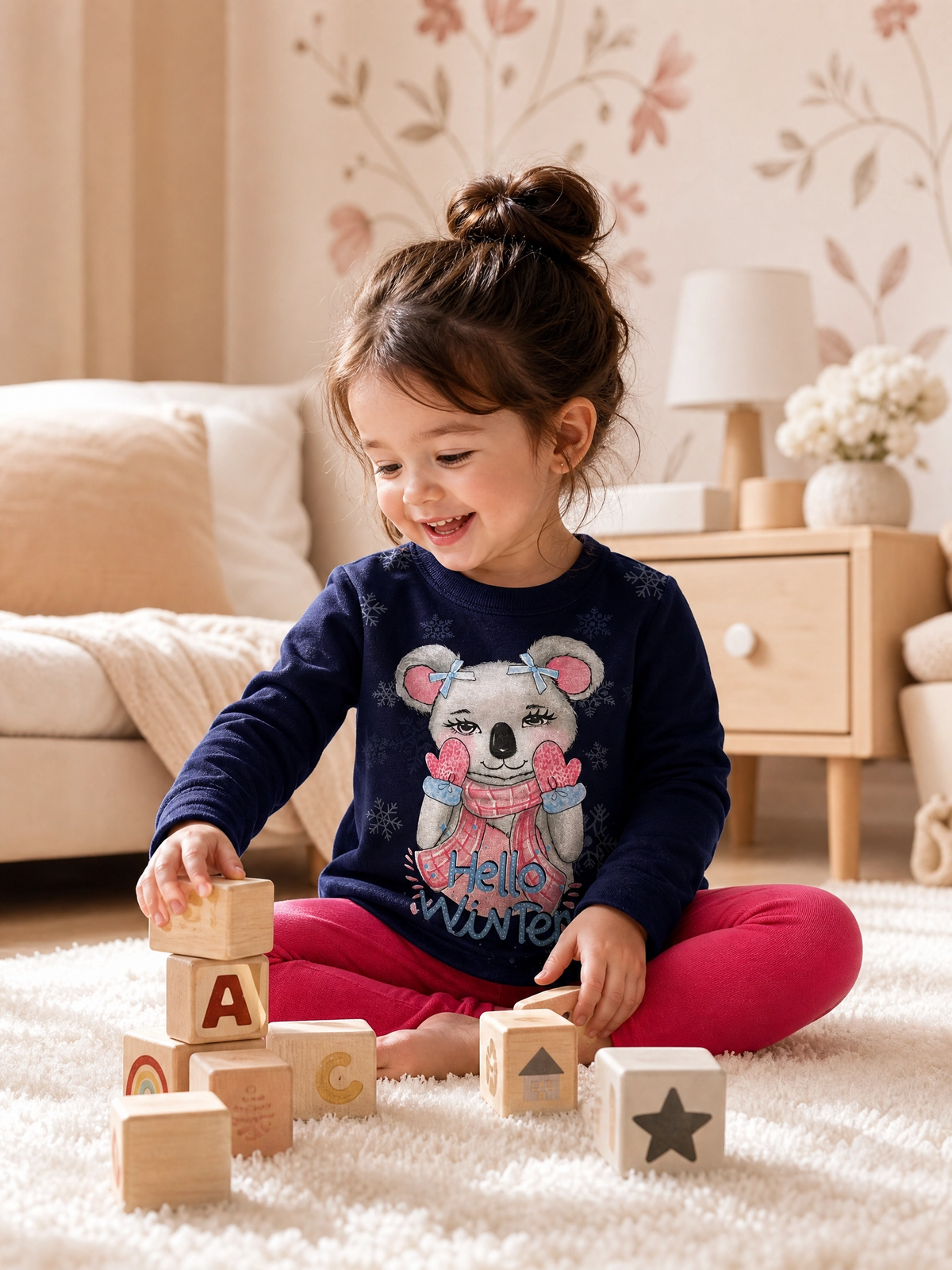 Conjunto Infantil Hello Winter com Blusa Estampada e Calça Legging