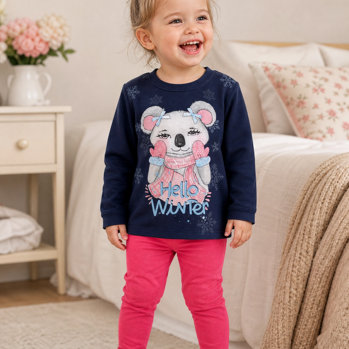 Conjunto Infantil Hello Winter com Blusa Estampada e Calça Legging