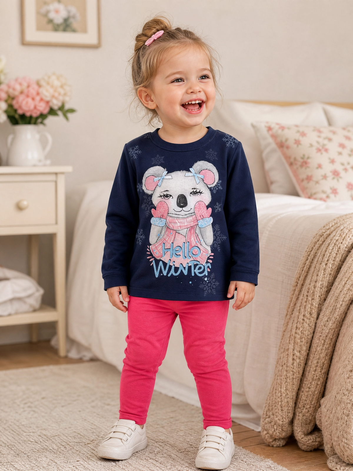 Conjunto Infantil Hello Winter com Blusa Estampada e Calça Legging