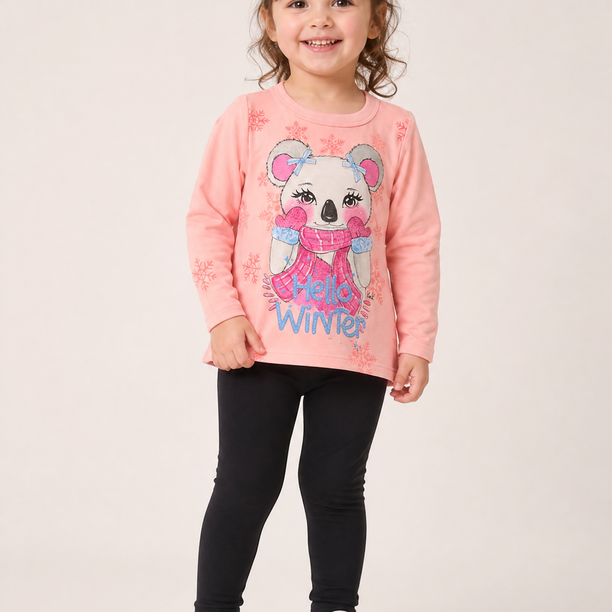 Conjunto Infantil Hello Winter com Blusa Estampada e Calça Legging