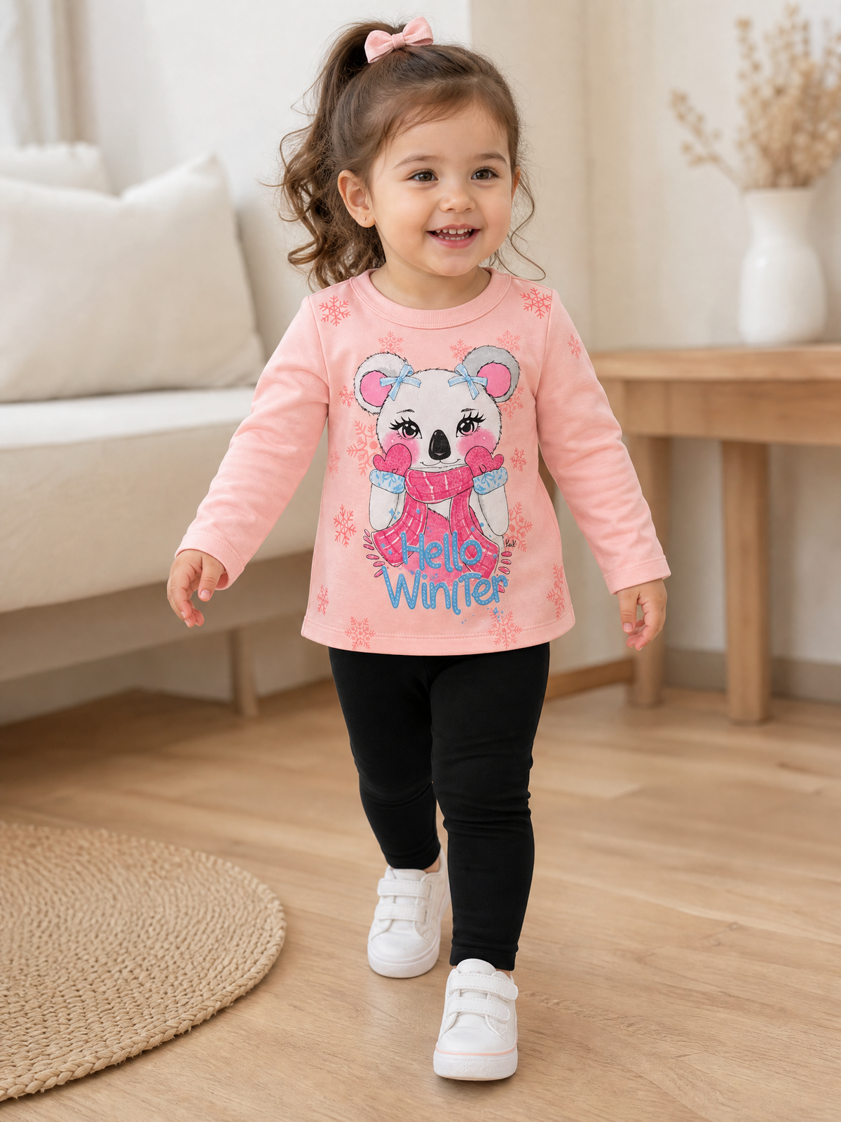 Conjunto Infantil Hello Winter com Blusa Estampada e Calça Legging