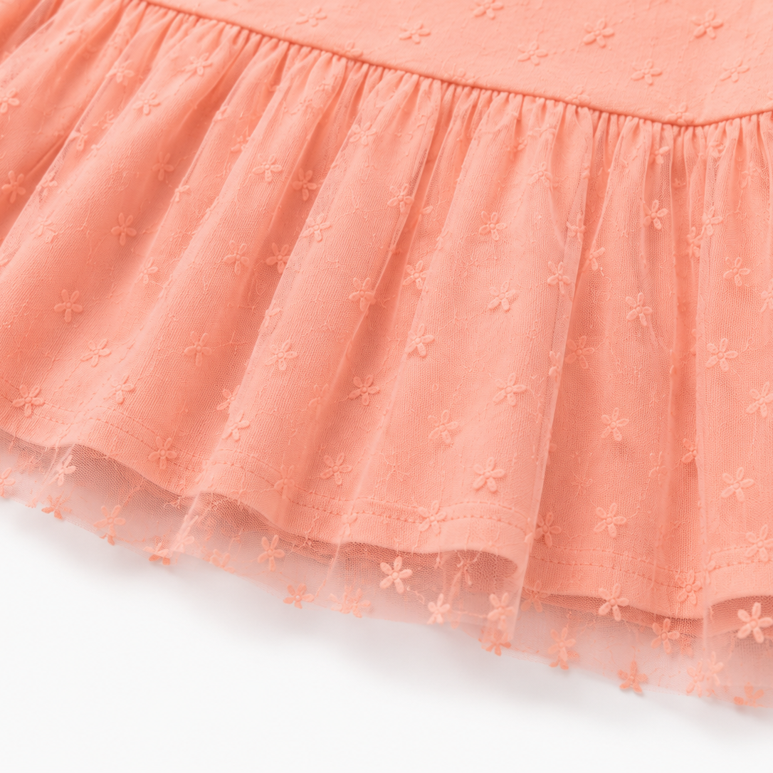 Vestido Infantil Doce Encanto com Tule Floral