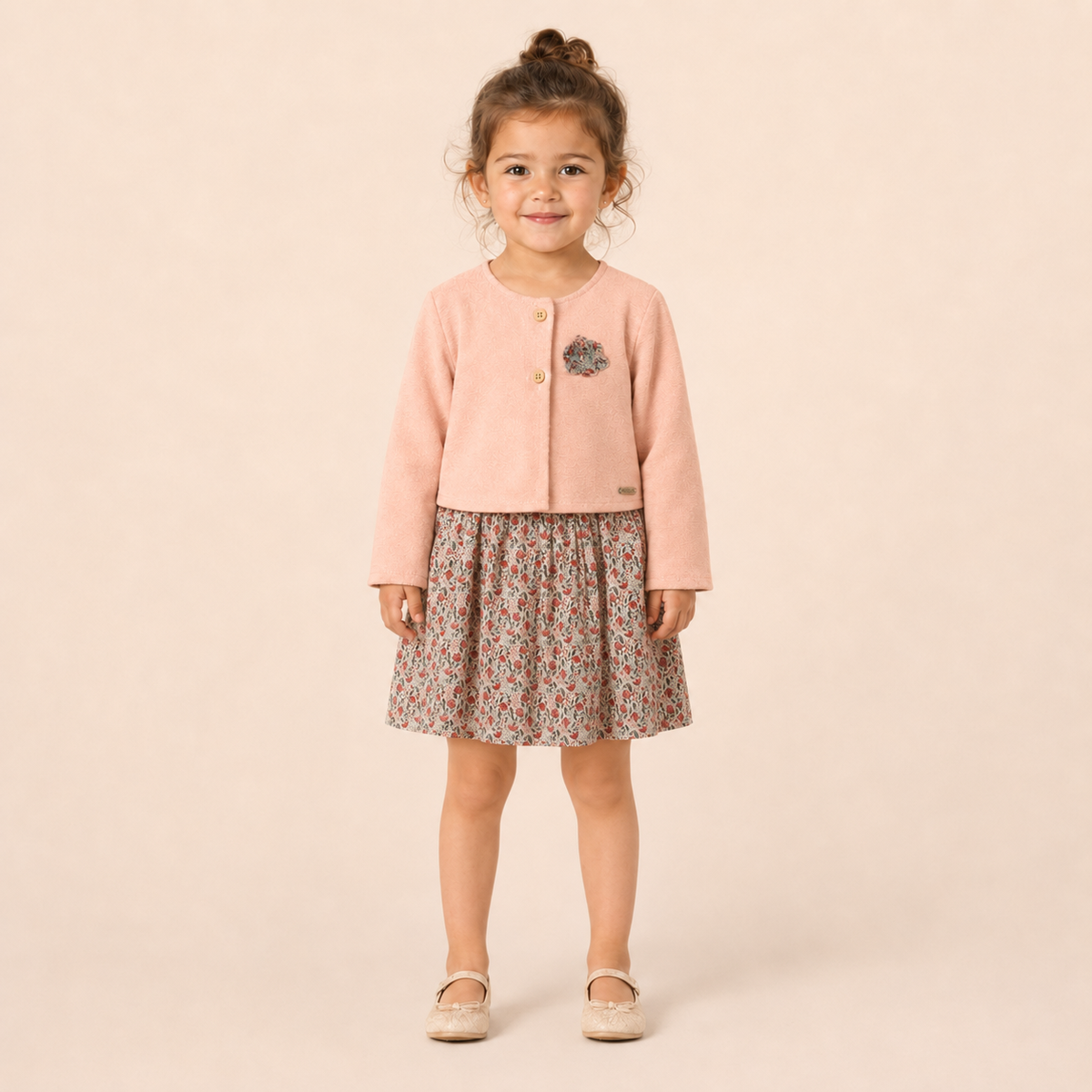 Vestido Infantil Jardim de Outono com Casaquinho