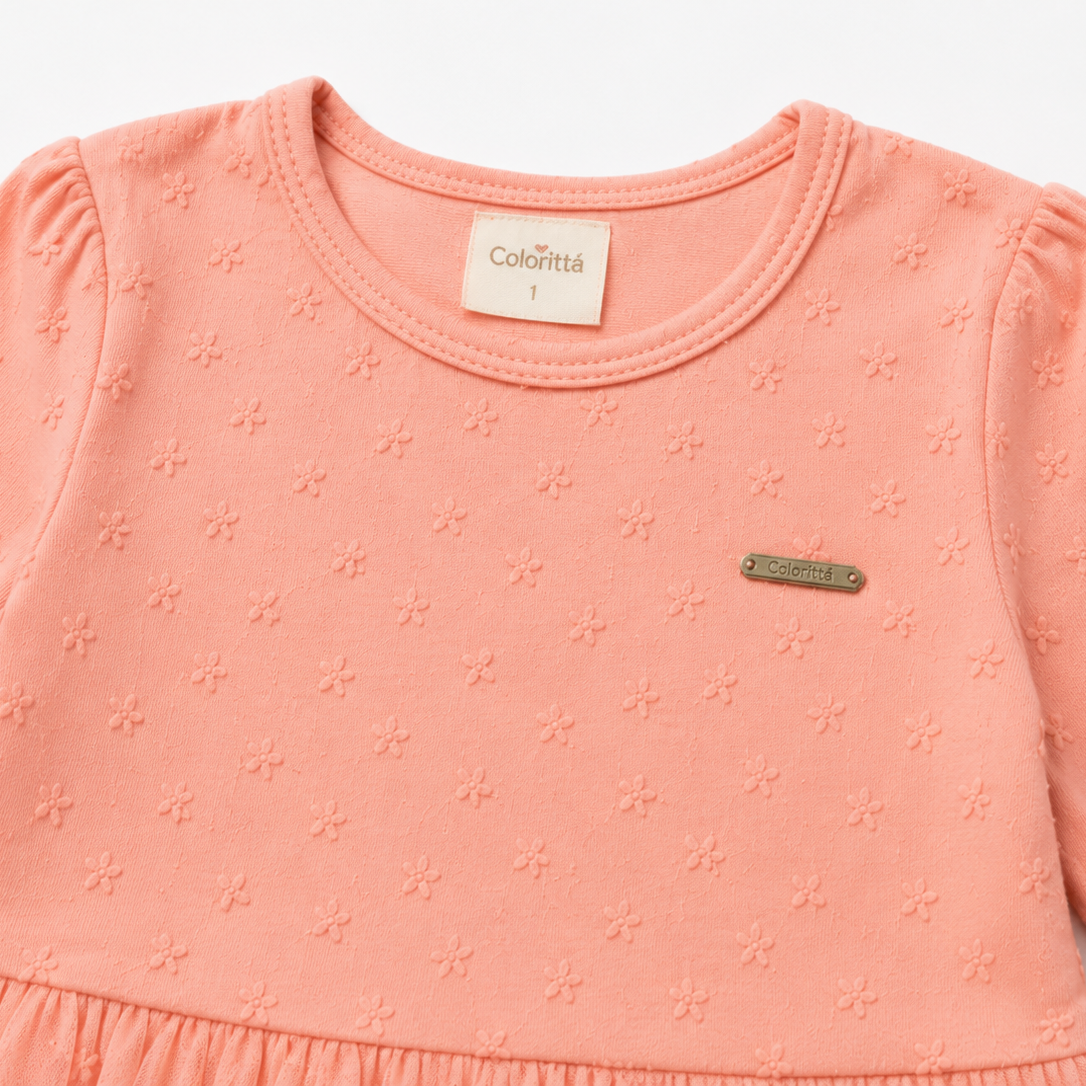 Vestido Infantil Doce Encanto com Tule Floral
