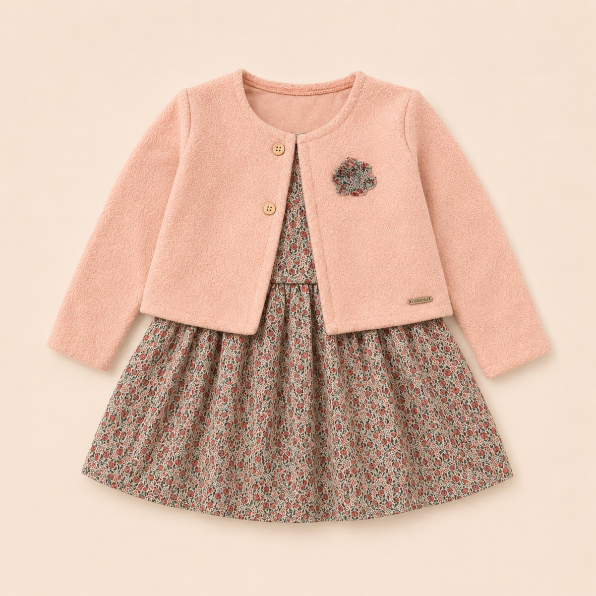 Vestido Infantil Jardim de Outono com Casaquinho