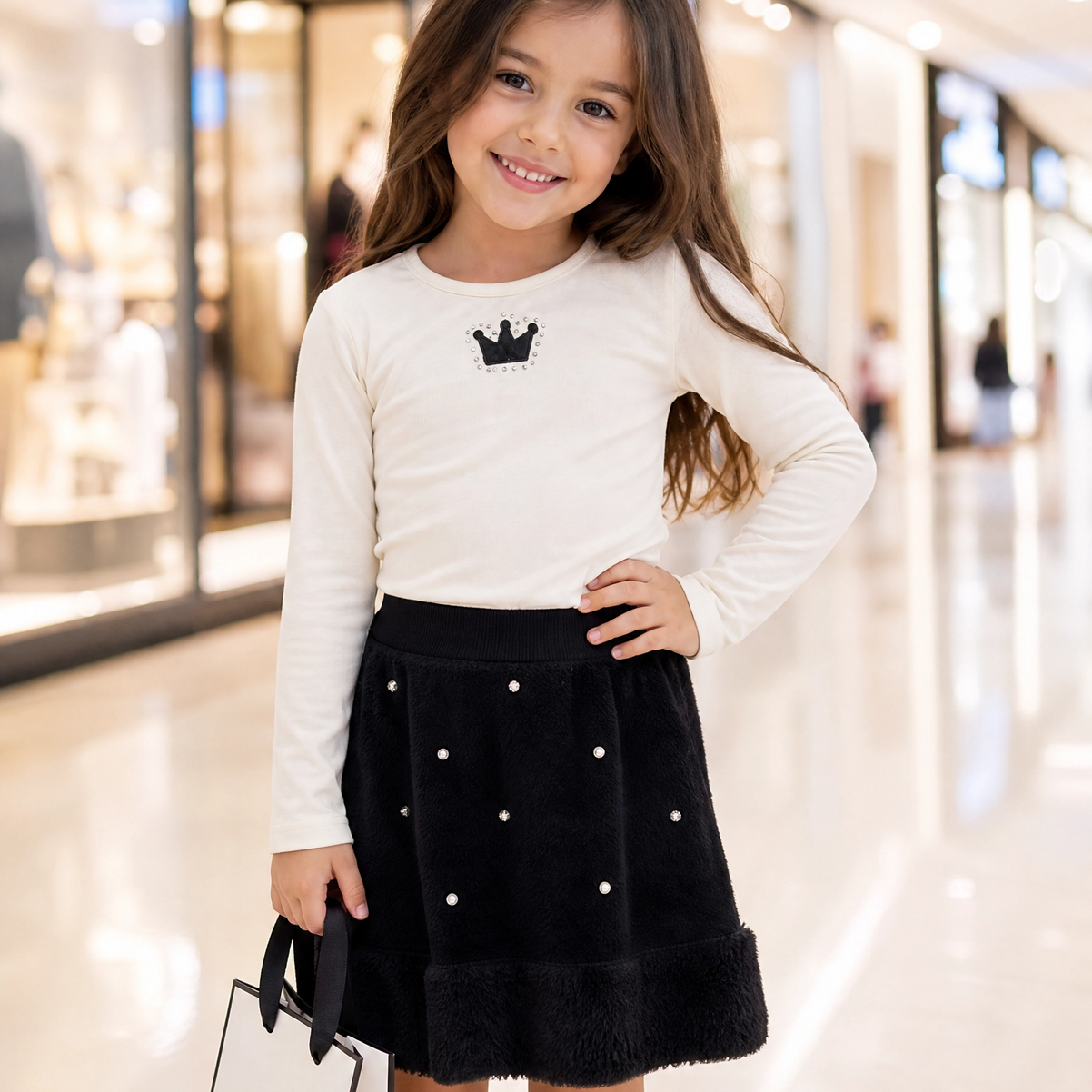 Conjunto Infantil Menina Mini Fashion com Blusa e Saia