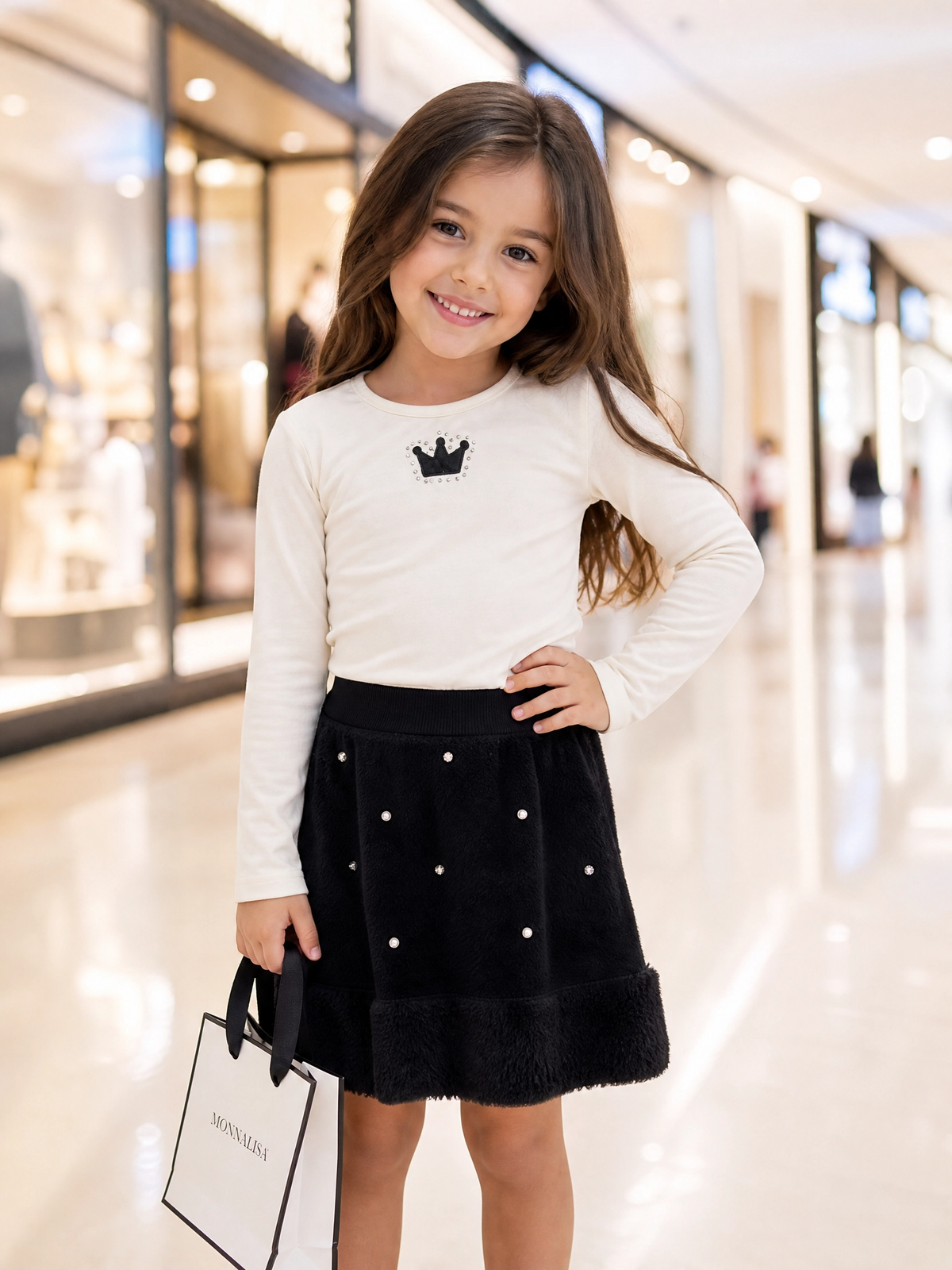 Conjunto Infantil Menina Mini Fashion com Blusa e Saia