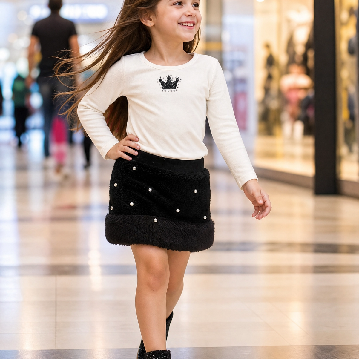 Conjunto Infantil Menina Mini Fashion com Blusa e Saia